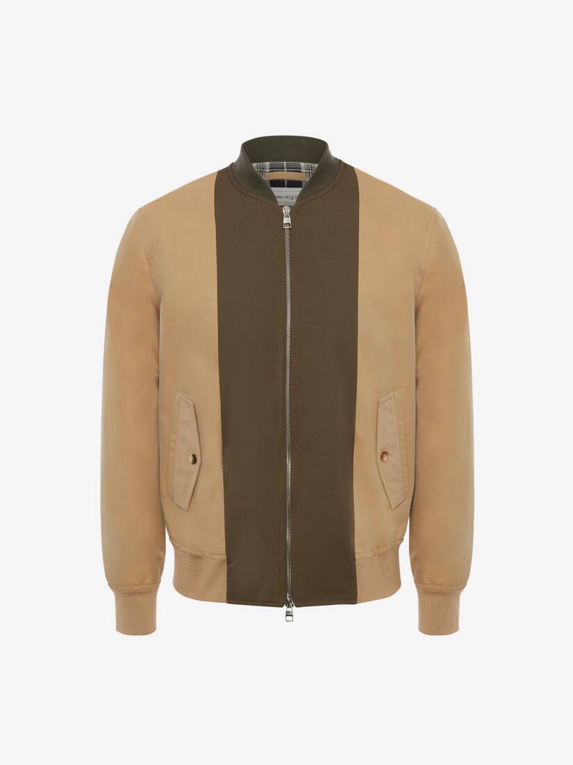 Chaquetas Alexander McQueen Spliced Bomber Hombre - Beige - Mexico 147-GKSPTB